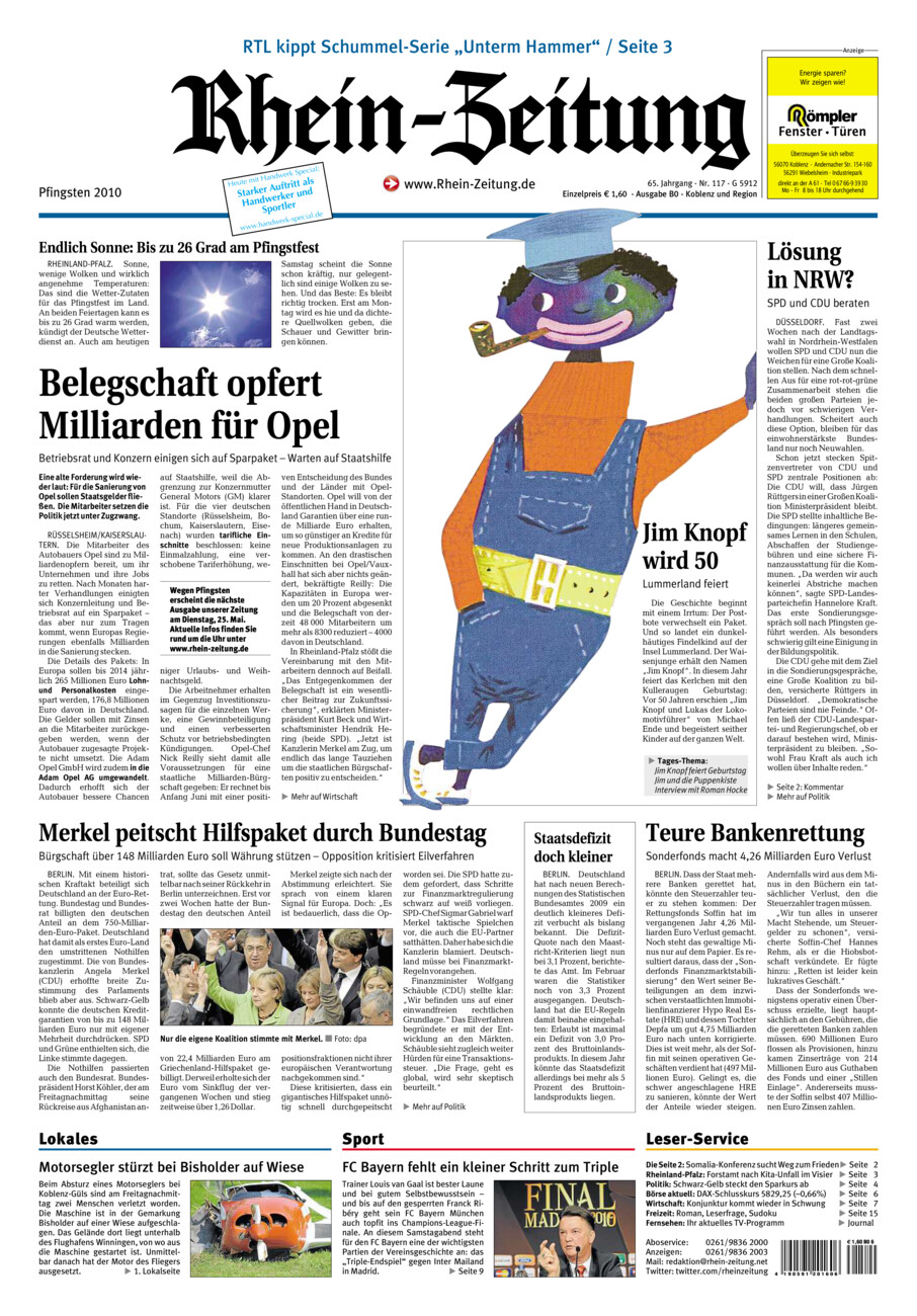 Rhein-Zeitung Koblenz & Region vom Samstag, 22.05.2010
