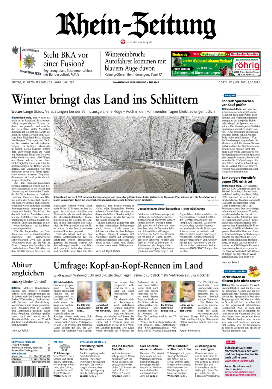 Rhein-Zeitung Koblenz & Region vom Freitag, 10.12.2010