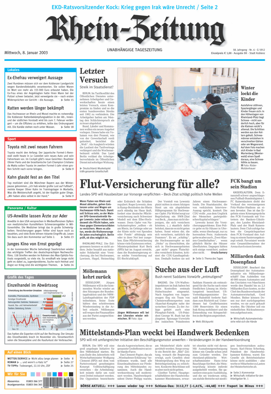 Rhein-Zeitung Koblenz & Region vom Mittwoch, 08.01.2003