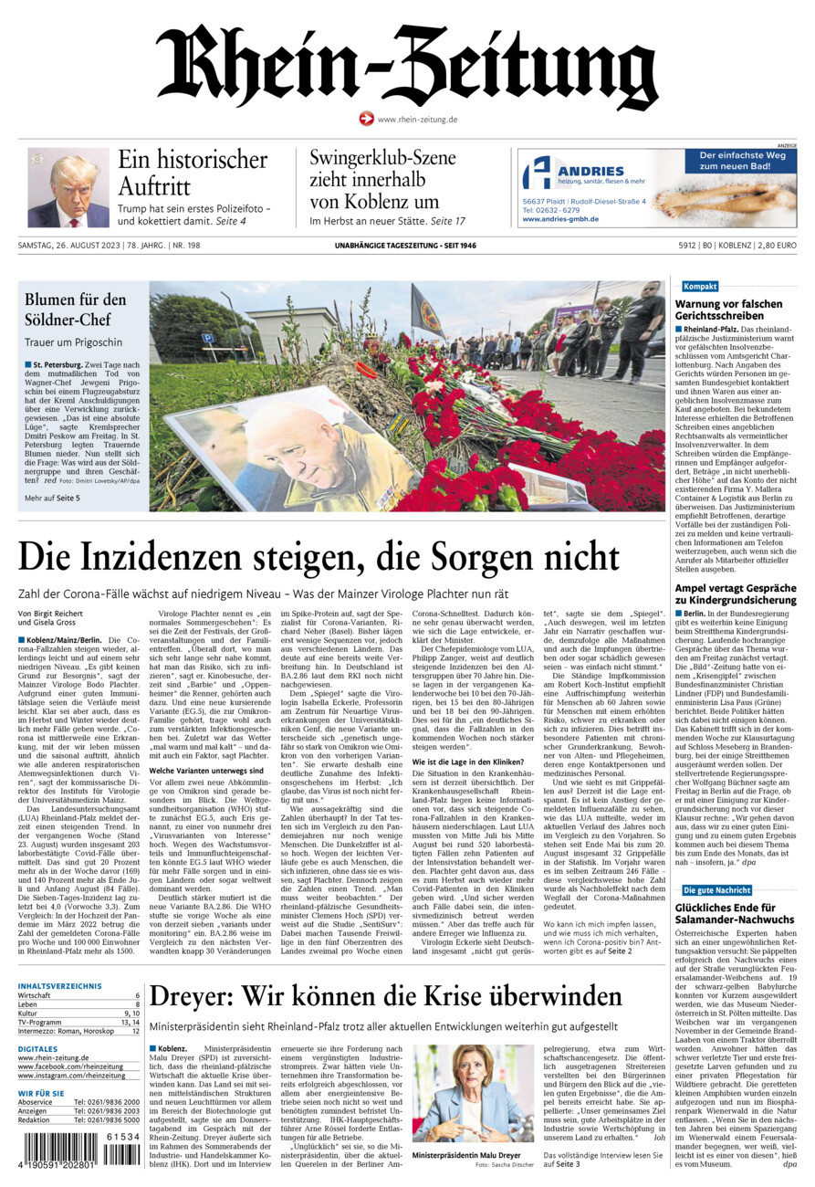 Rhein-Zeitung Koblenz & Region vom Samstag, 26.08.2023