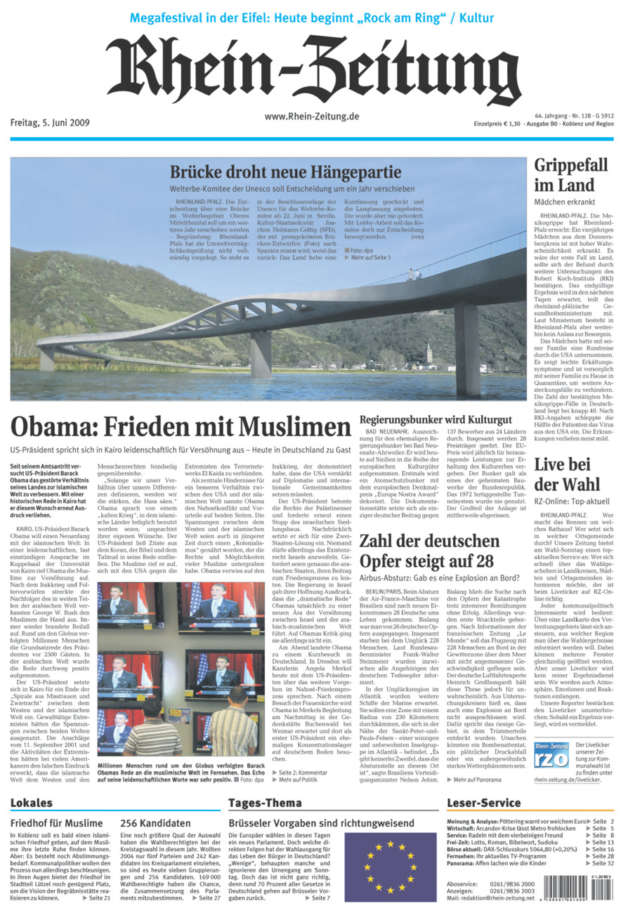 Rhein-Zeitung Koblenz & Region vom Freitag, 05.06.2009