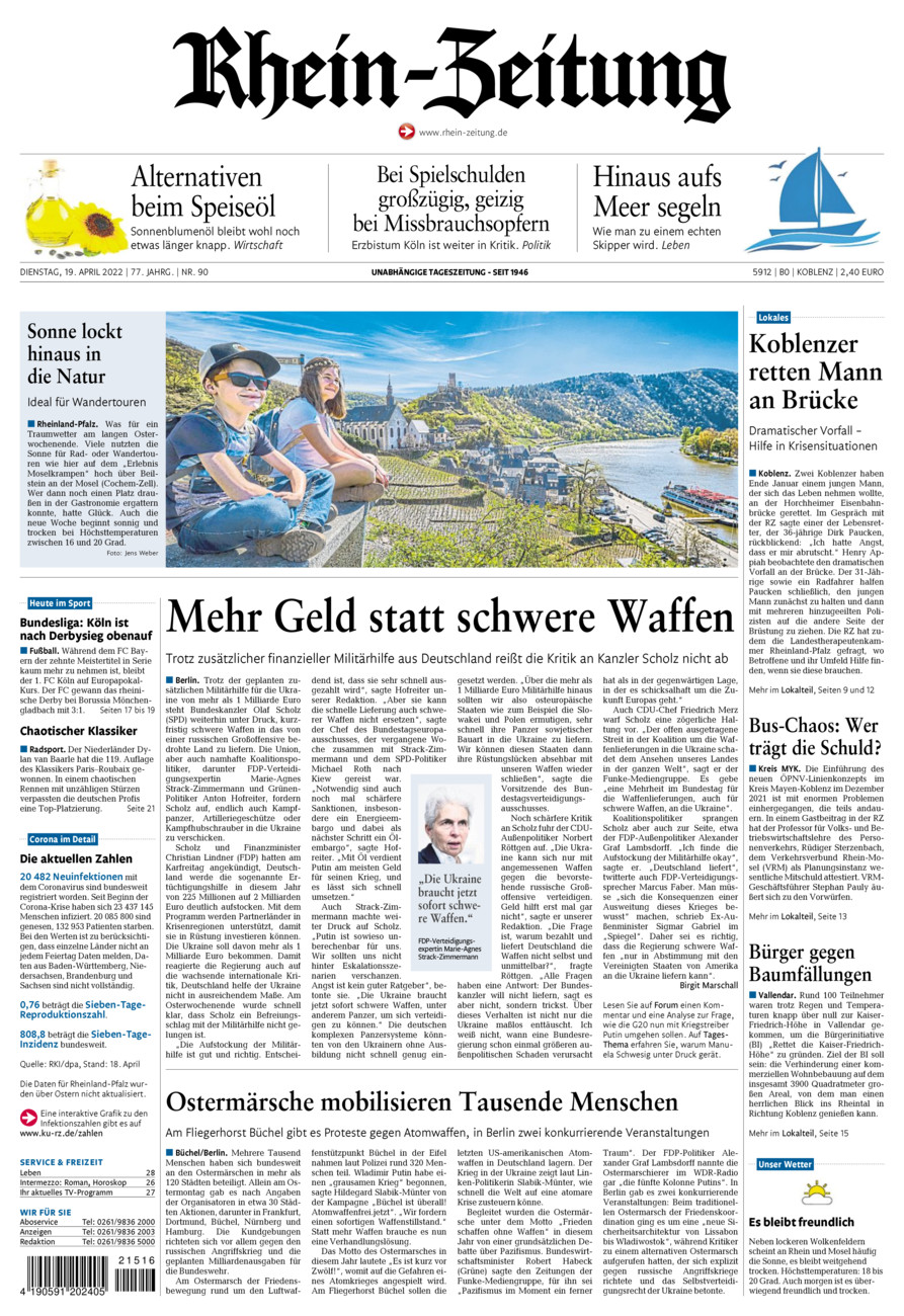 Rhein-Zeitung Koblenz & Region vom Dienstag, 19.04.2022