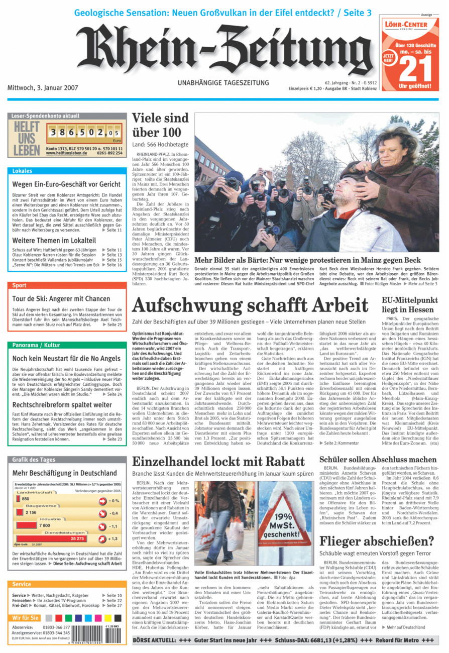 Rhein-Zeitung Koblenz & Region vom Mittwoch, 03.01.2007