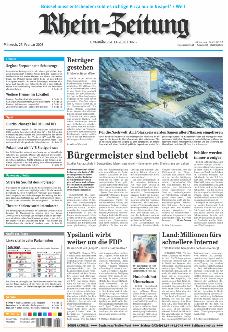 Rhein-Zeitung Koblenz & Region vom Mittwoch, 27.02.2008