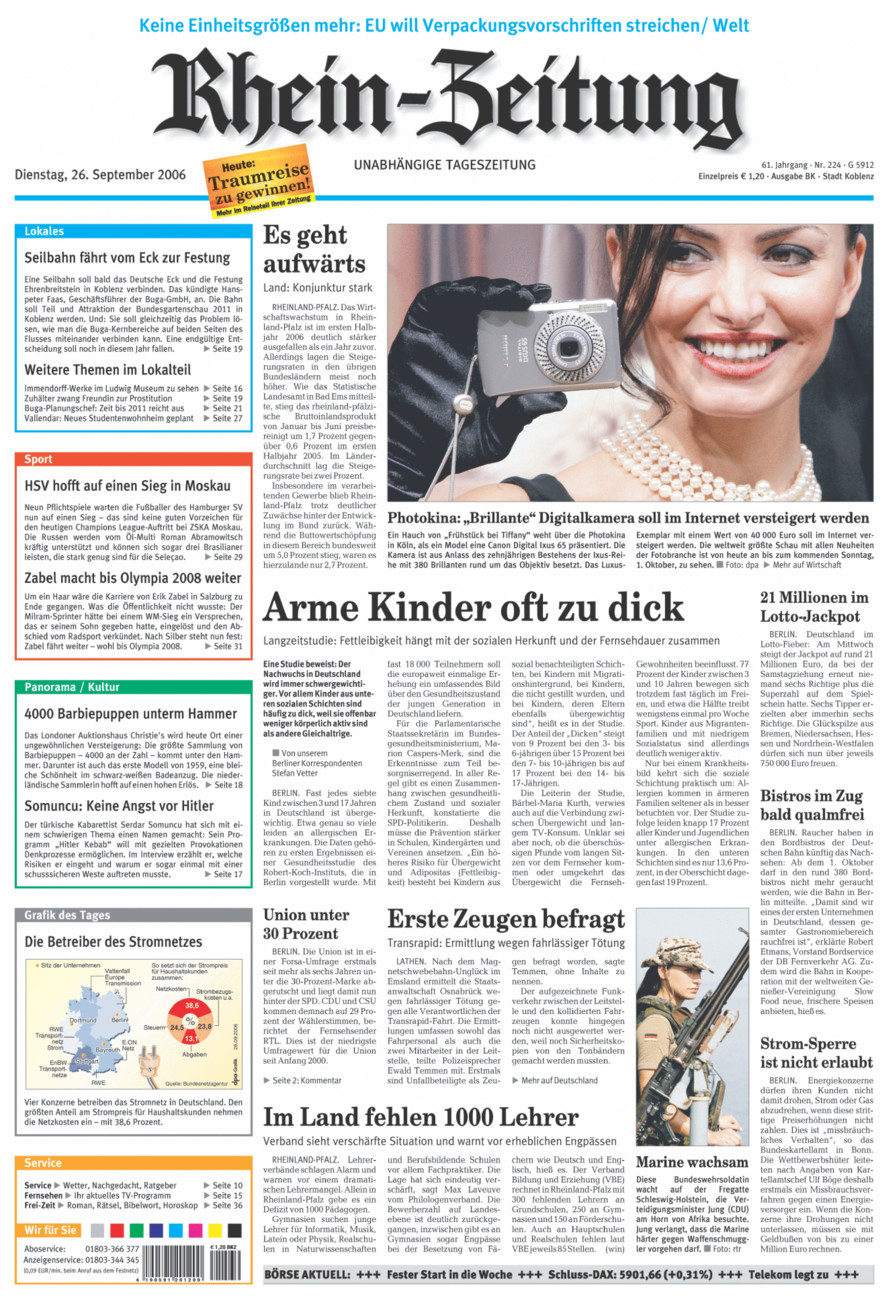 Rhein-Zeitung Koblenz & Region vom Dienstag, 26.09.2006