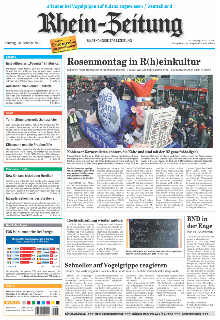 Rhein-Zeitung Koblenz & Region vom Dienstag, 28.02.2006