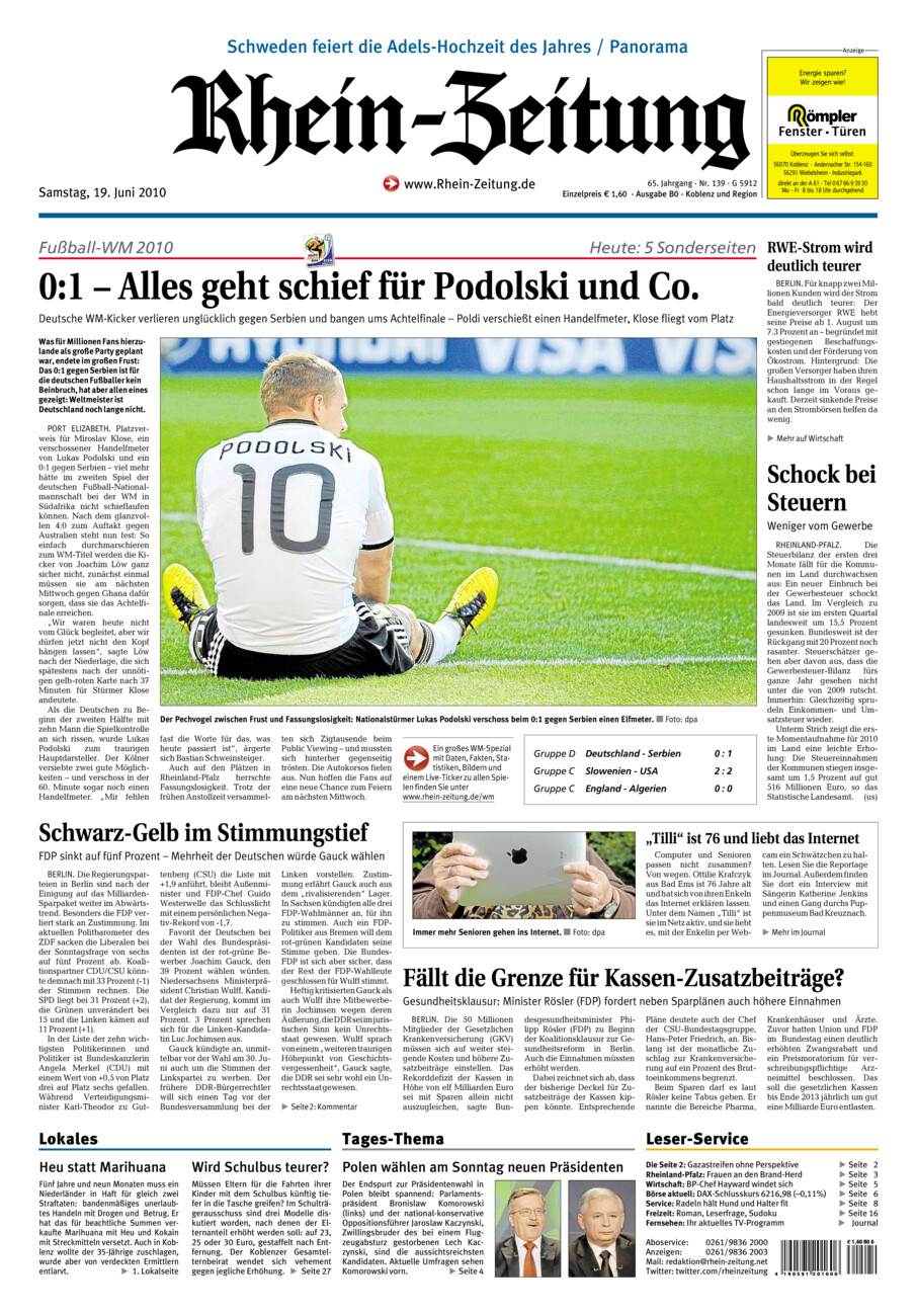 Rhein-Zeitung Koblenz & Region vom Samstag, 19.06.2010
