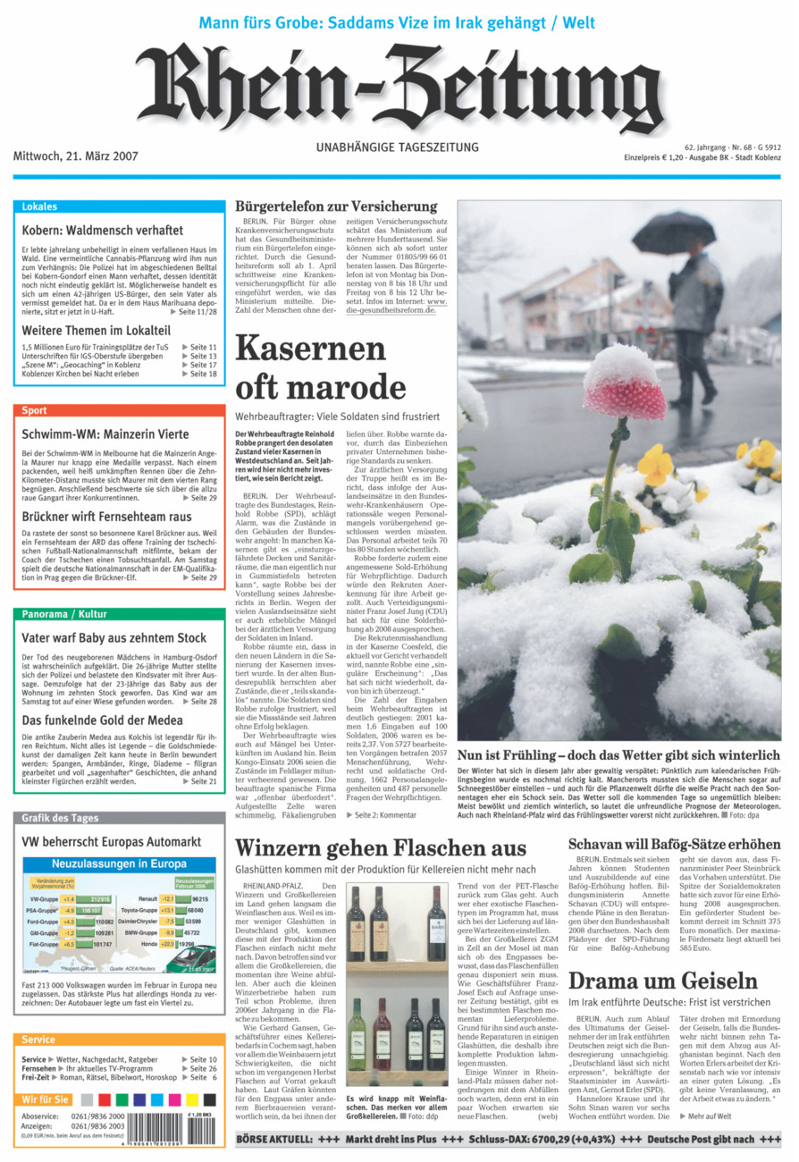 Rhein-Zeitung Koblenz & Region vom Mittwoch, 21.03.2007