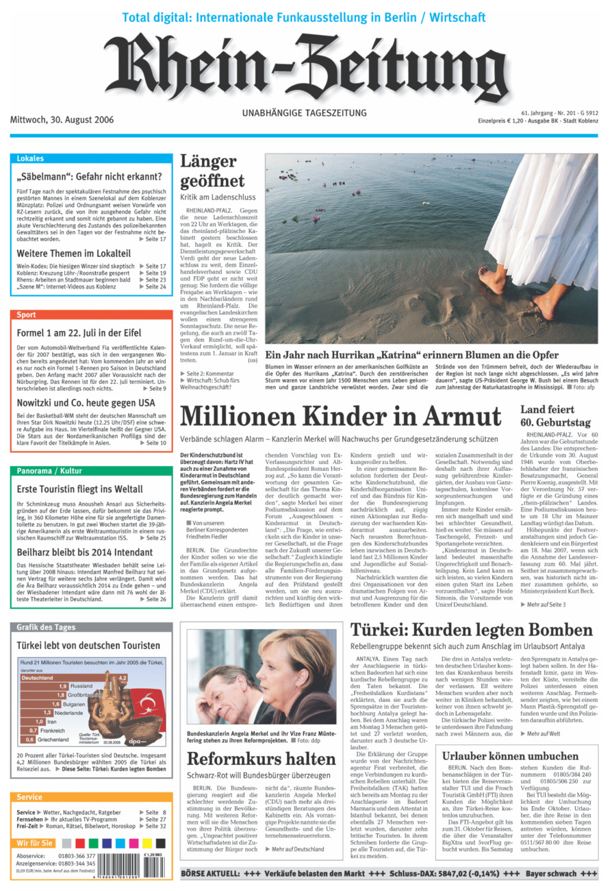 Rhein-Zeitung Koblenz & Region vom Mittwoch, 30.08.2006