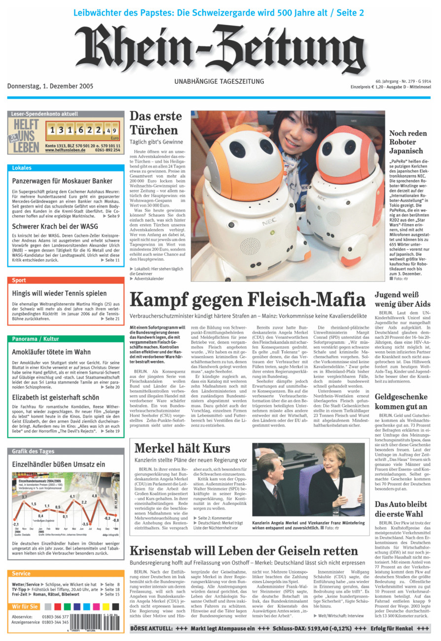 Rhein-Zeitung Kreis Cochem-Zell vom Donnerstag, 01.12.2005
