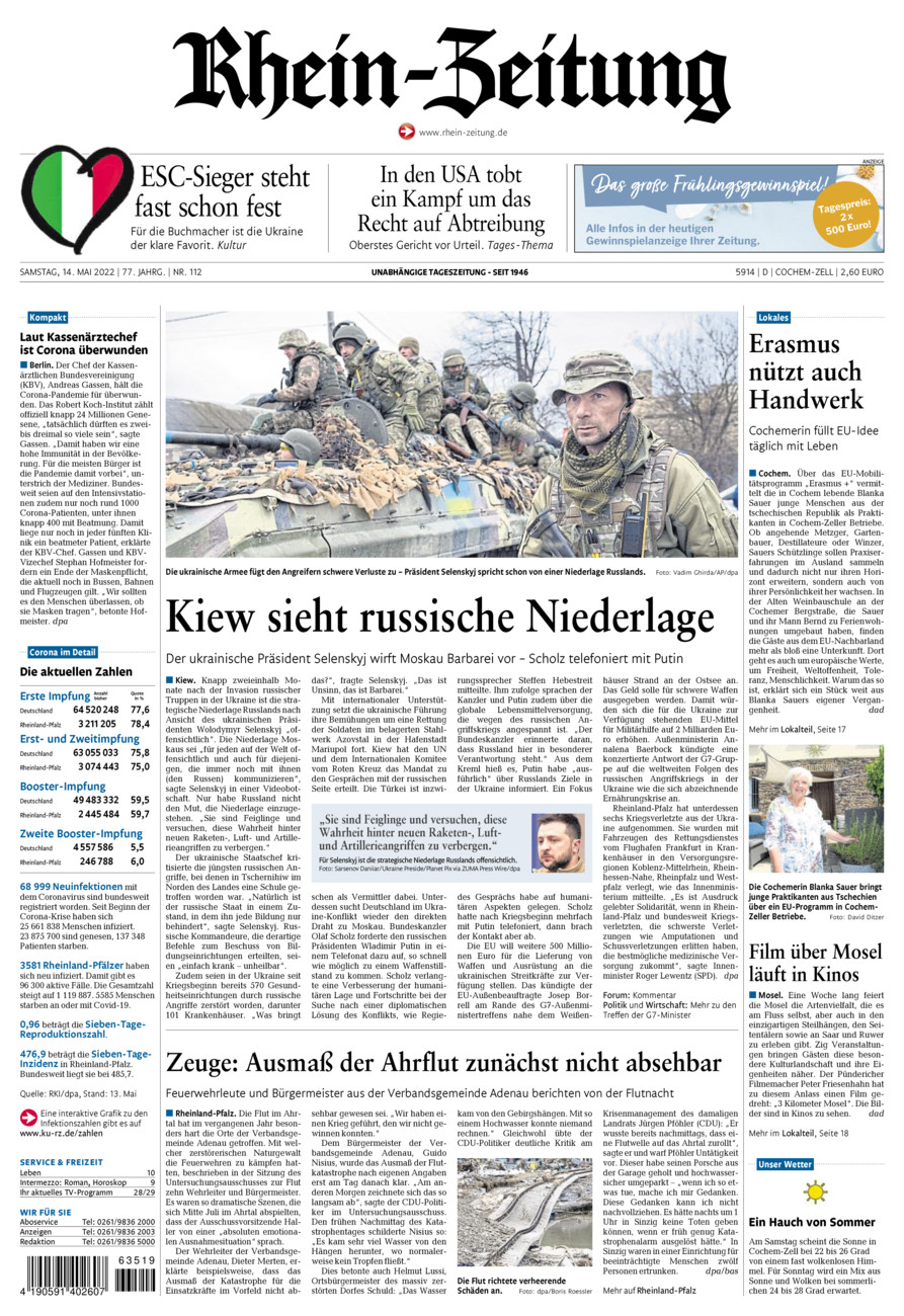 Rhein-Zeitung Kreis Cochem-Zell vom Samstag, 14.05.2022