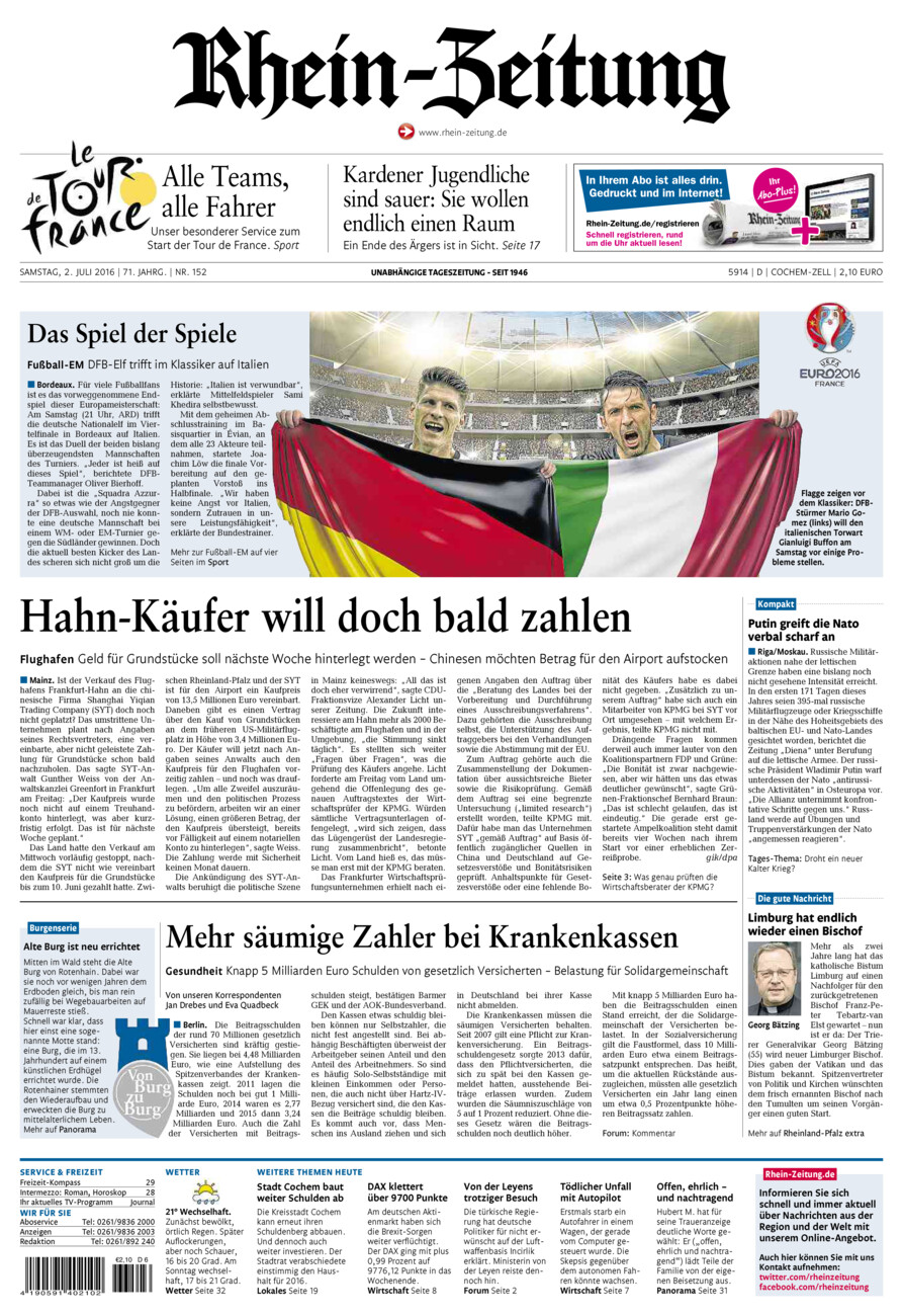 Rhein-Zeitung Kreis Cochem-Zell vom Samstag, 02.07.2016