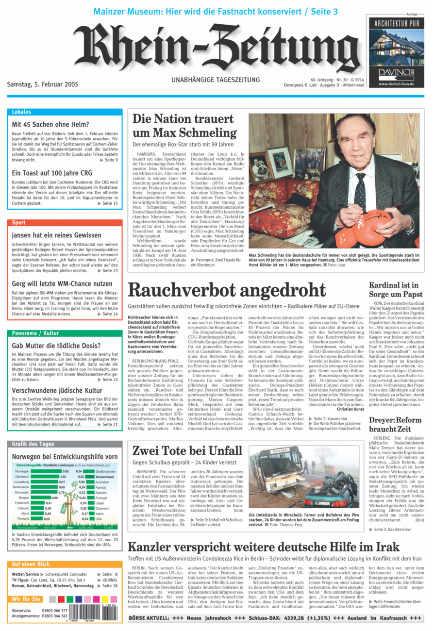 Rhein-Zeitung Kreis Cochem-Zell vom Samstag, 05.02.2005