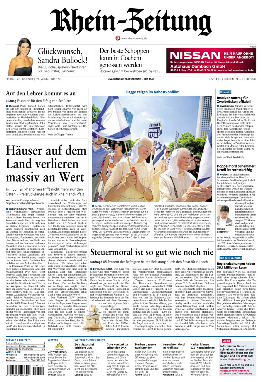 Rhein-Zeitung Kreis Cochem-Zell vom Freitag, 25.07.2014