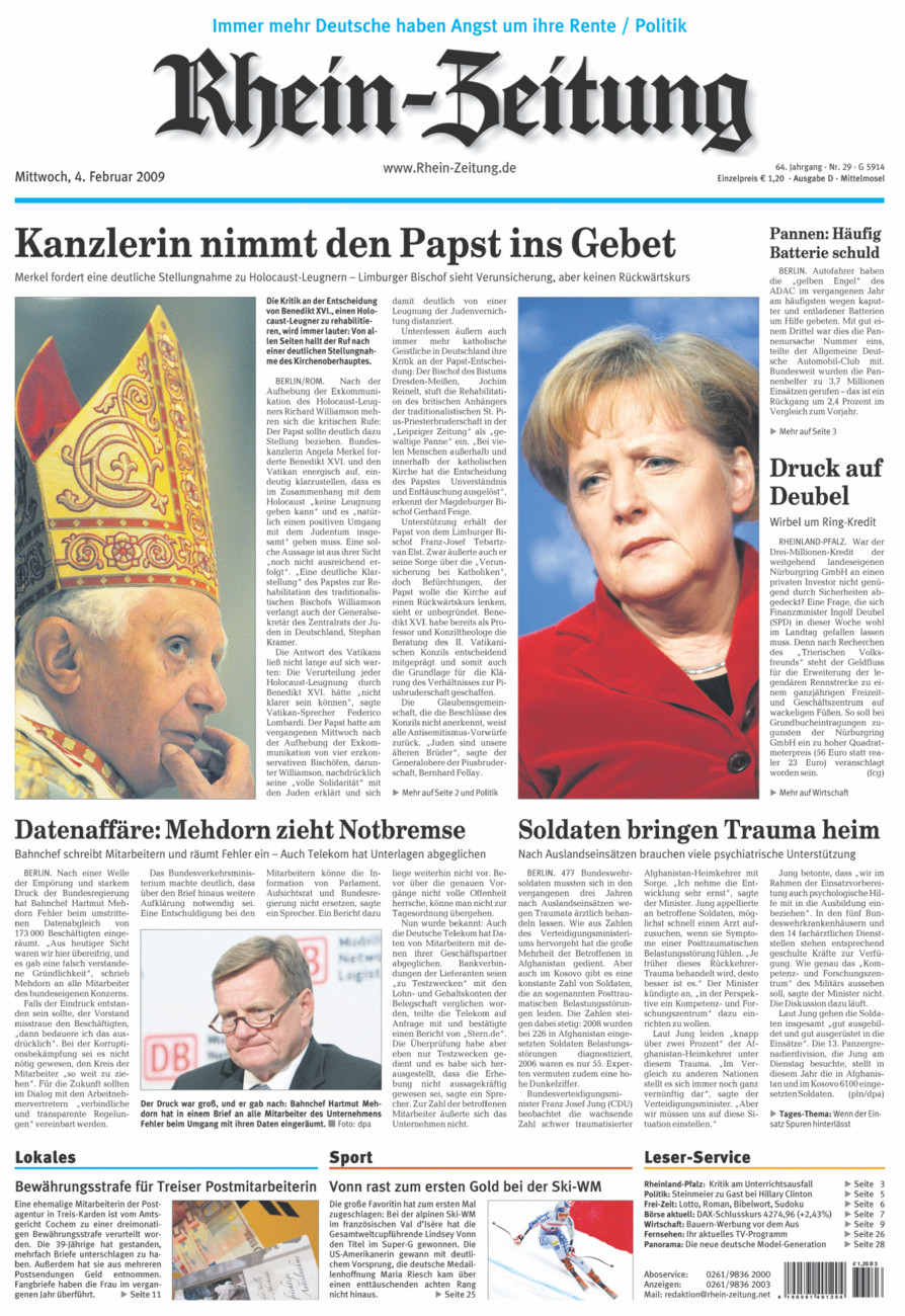 Rhein-Zeitung Kreis Cochem-Zell vom Mittwoch, 04.02.2009