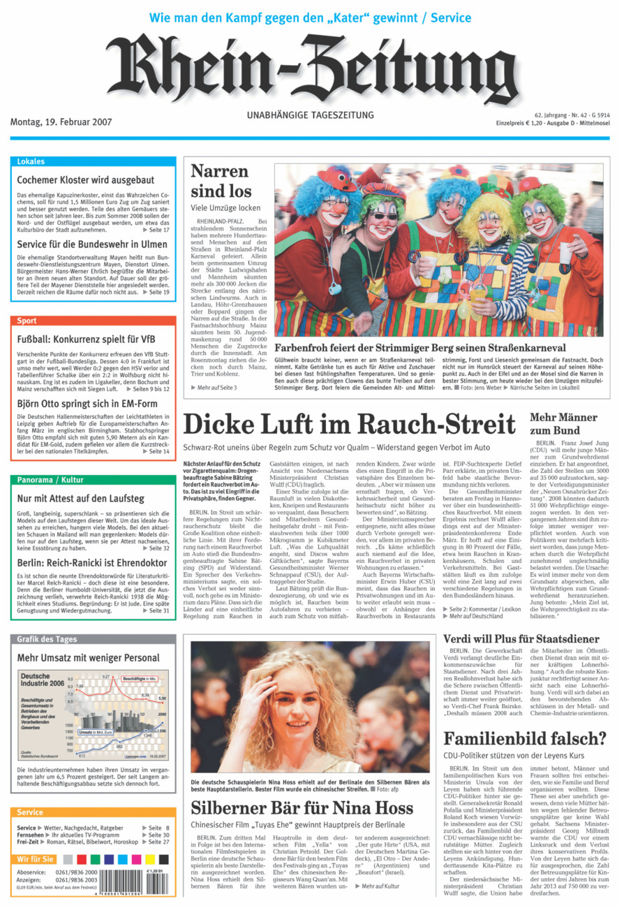 Rhein-Zeitung Kreis Cochem-Zell vom Montag, 19.02.2007