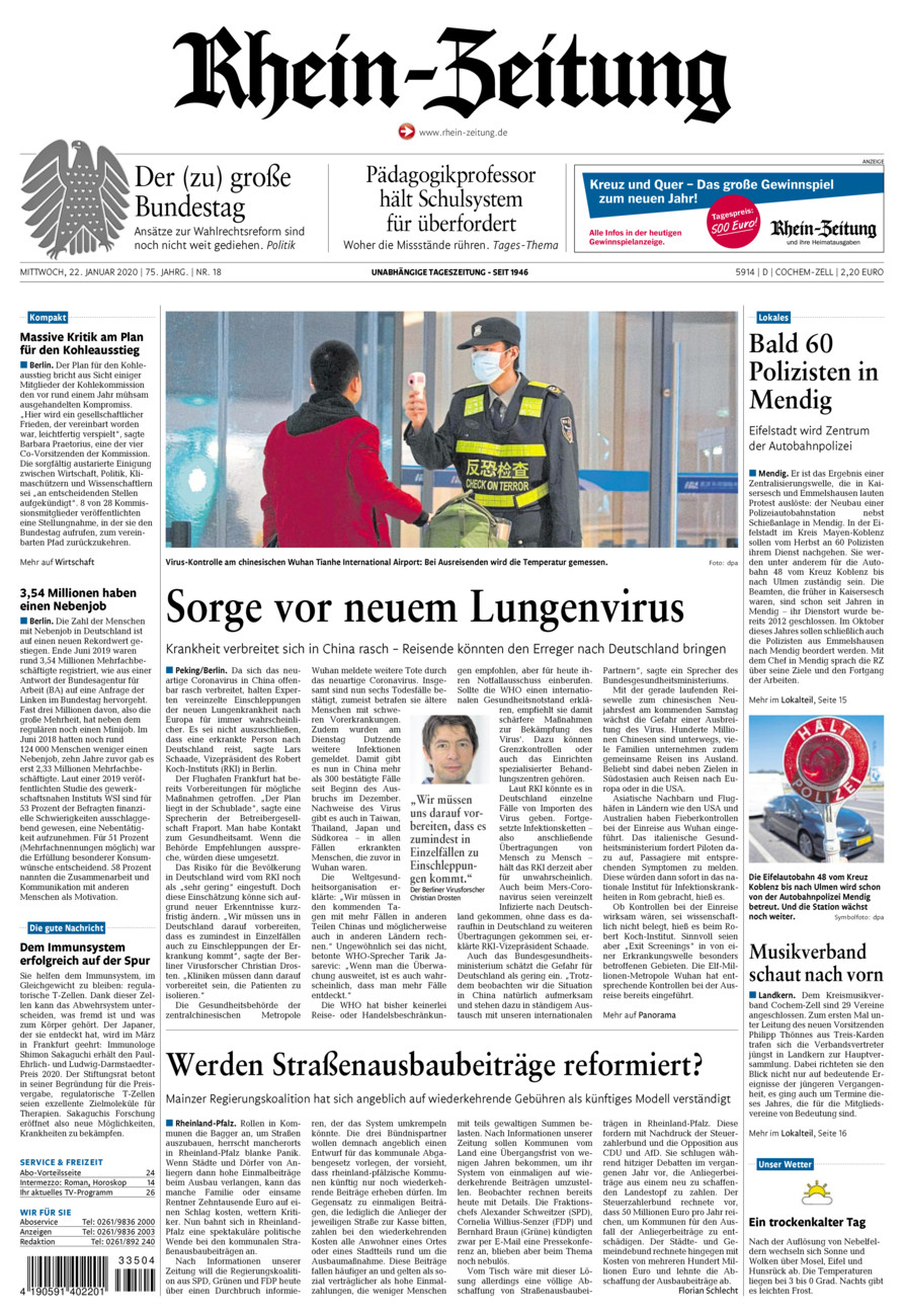 Rhein-Zeitung Kreis Cochem-Zell vom Mittwoch, 22.01.2020