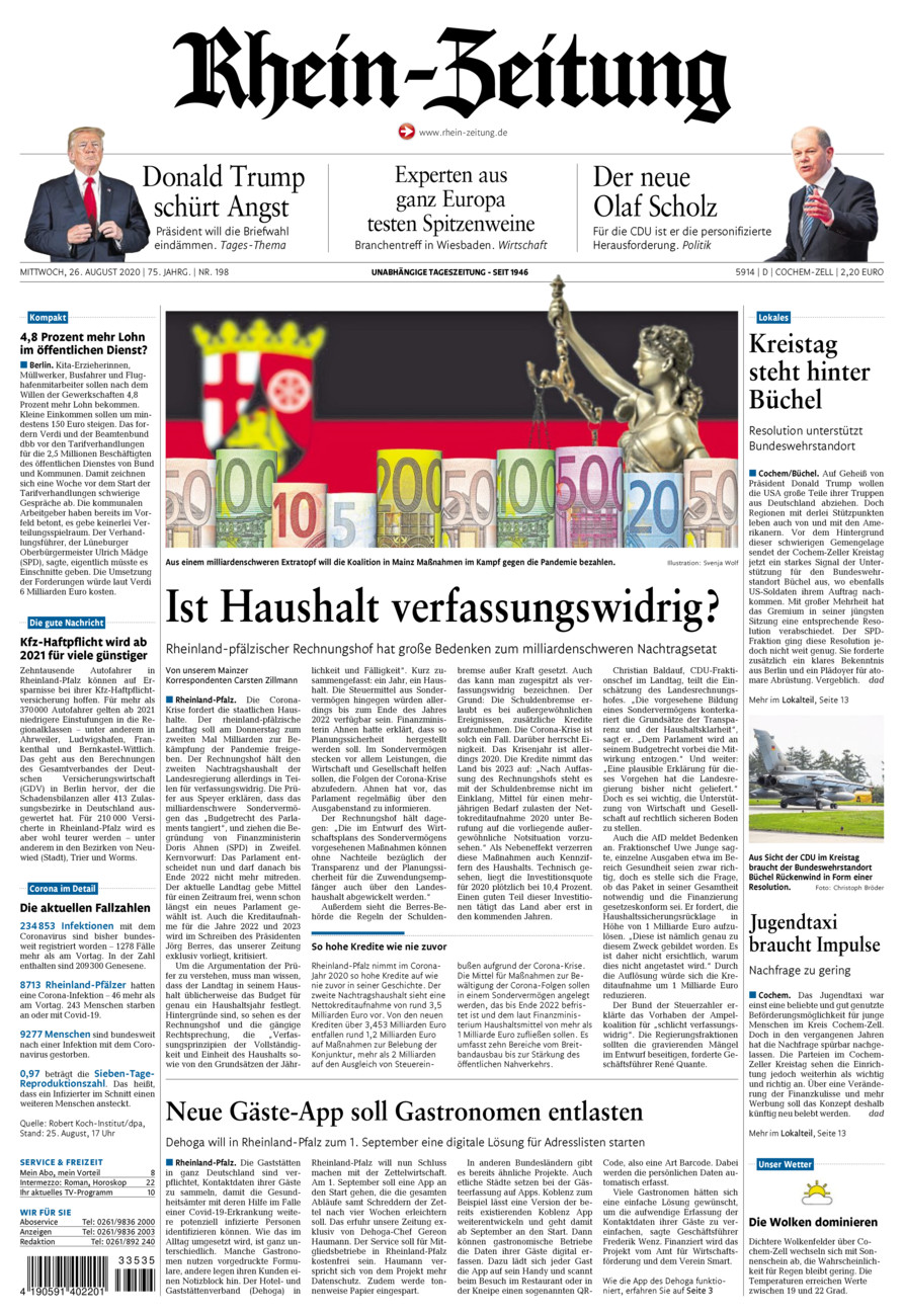 Rhein-Zeitung Kreis Cochem-Zell vom Mittwoch, 26.08.2020