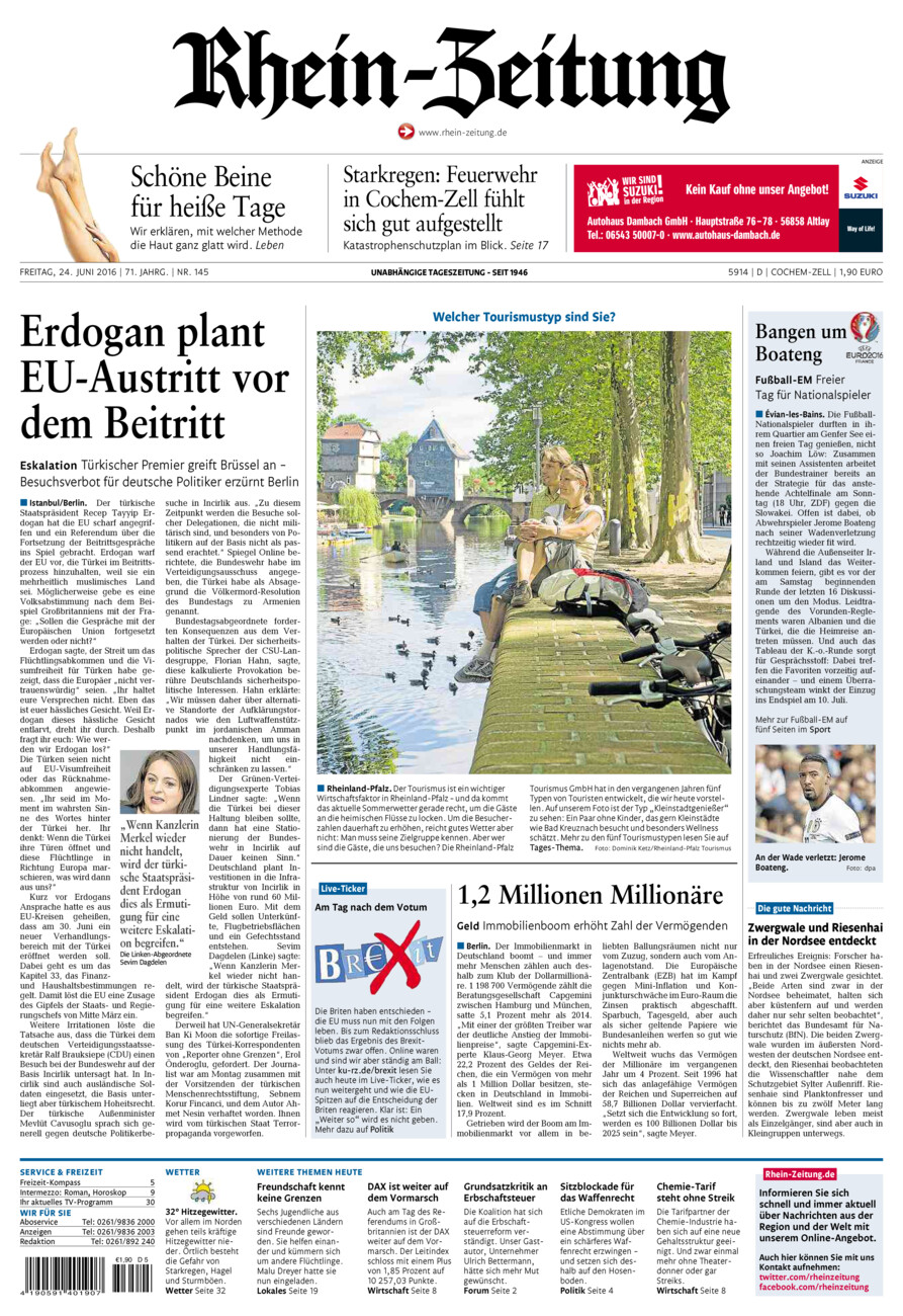 Rhein-Zeitung Kreis Cochem-Zell vom Freitag, 24.06.2016