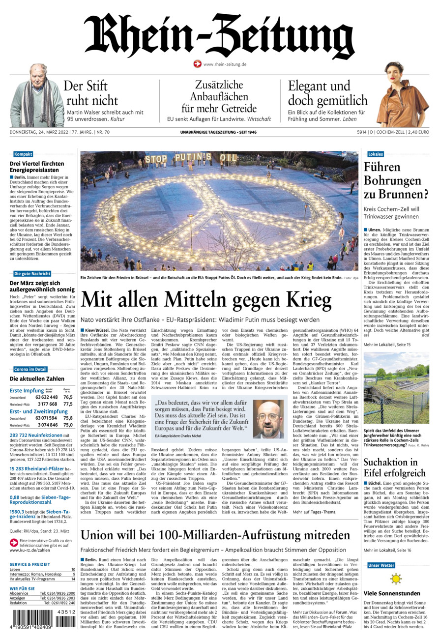 Rhein-Zeitung Kreis Cochem-Zell vom Donnerstag, 24.03.2022