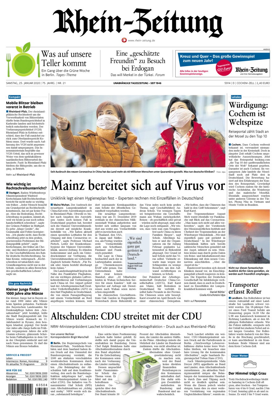 Rhein-Zeitung Kreis Cochem-Zell vom Samstag, 25.01.2020