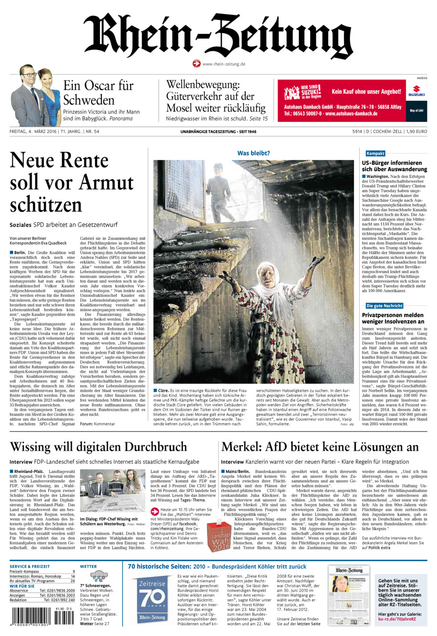 Rhein-Zeitung Kreis Cochem-Zell vom Freitag, 04.03.2016