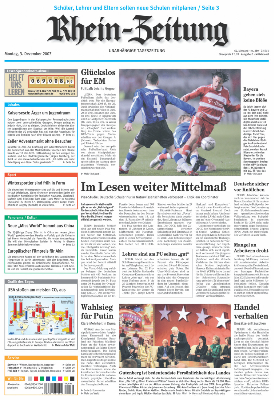 Rhein-Zeitung Kreis Cochem-Zell vom Montag, 03.12.2007