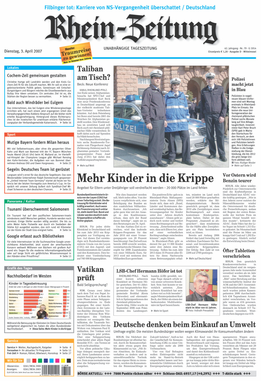 Rhein-Zeitung Kreis Cochem-Zell vom Dienstag, 03.04.2007