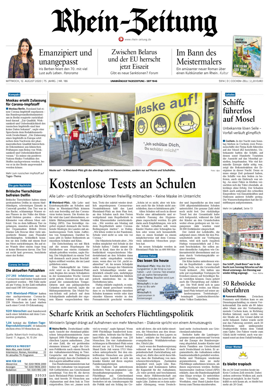 Rhein-Zeitung Kreis Cochem-Zell vom Mittwoch, 12.08.2020
