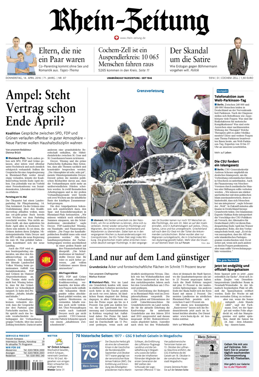 Rhein-Zeitung Kreis Cochem-Zell vom Donnerstag, 14.04.2016