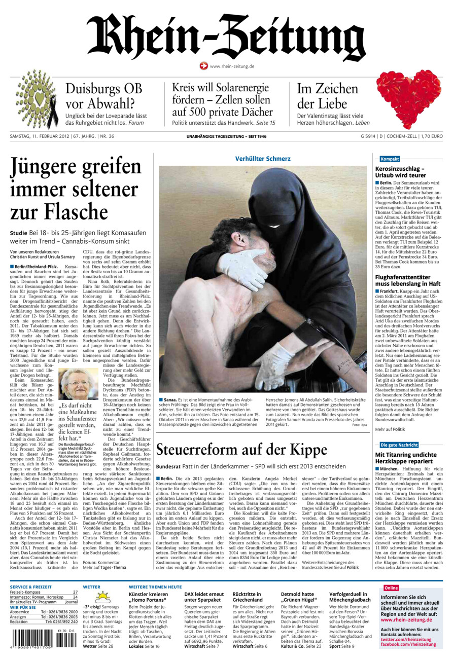 Rhein-Zeitung Kreis Cochem-Zell vom Samstag, 11.02.2012