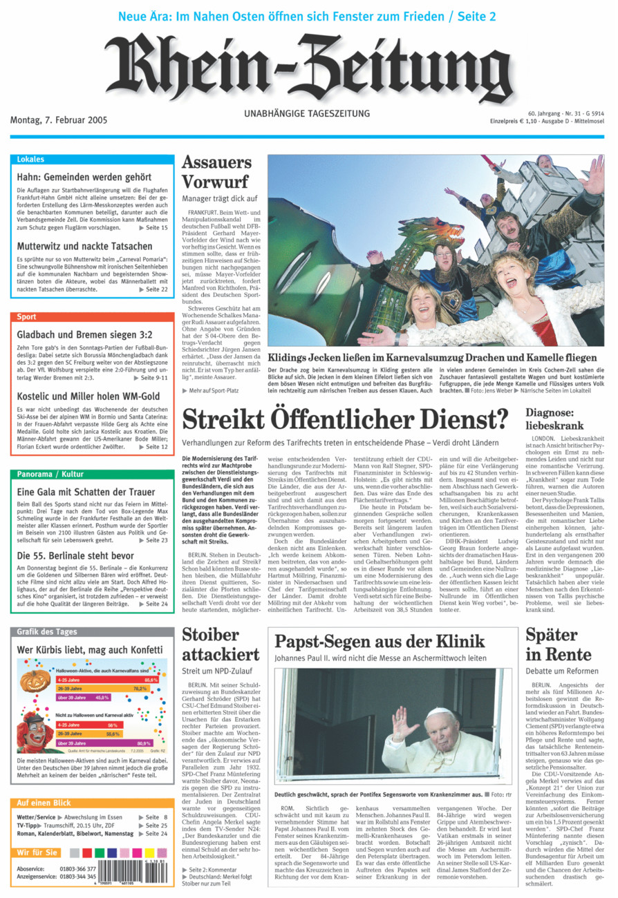 Rhein-Zeitung Kreis Cochem-Zell vom Montag, 07.02.2005