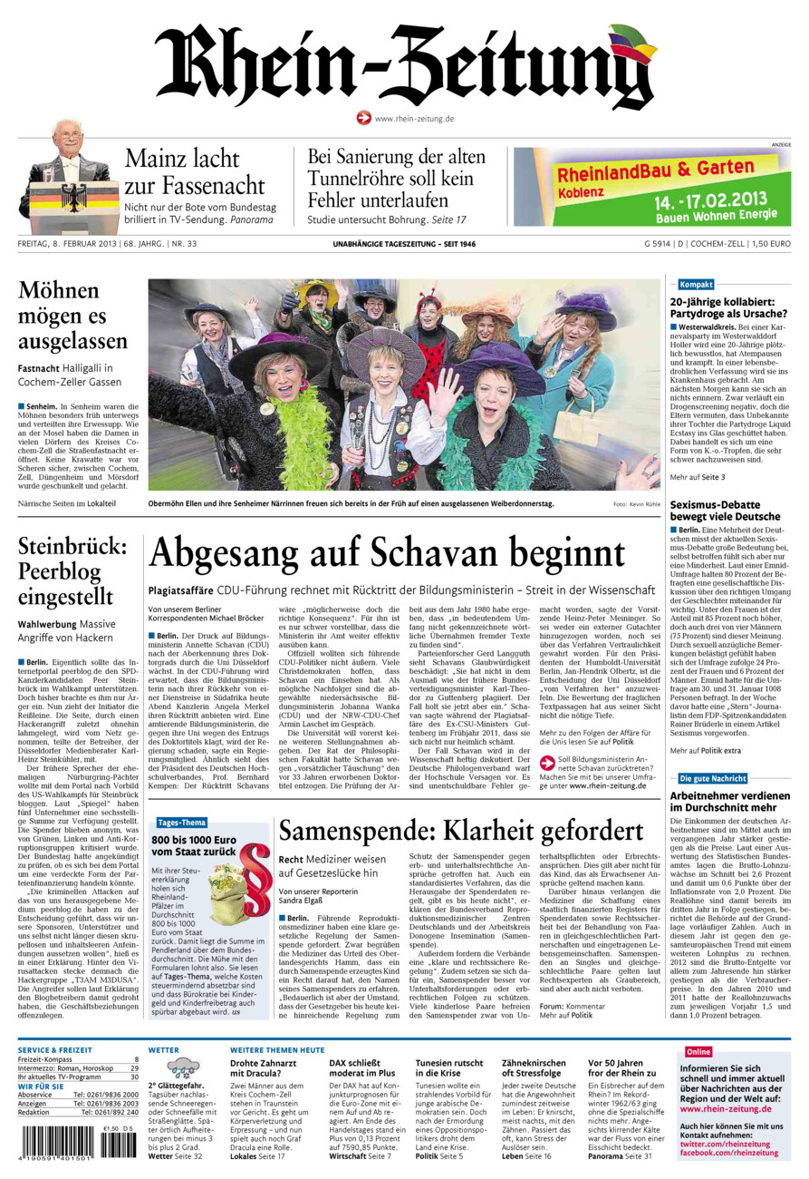 Rhein-Zeitung Kreis Cochem-Zell vom Freitag, 08.02.2013