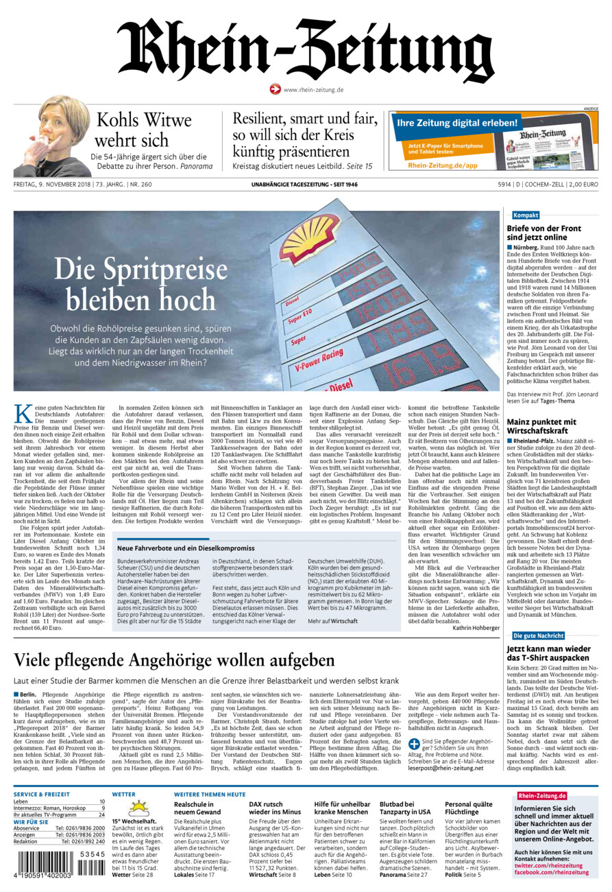 Rhein-Zeitung Kreis Cochem-Zell vom Freitag, 09.11.2018