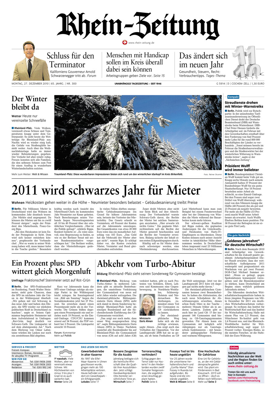 Rhein-Zeitung Kreis Cochem-Zell vom Montag, 27.12.2010