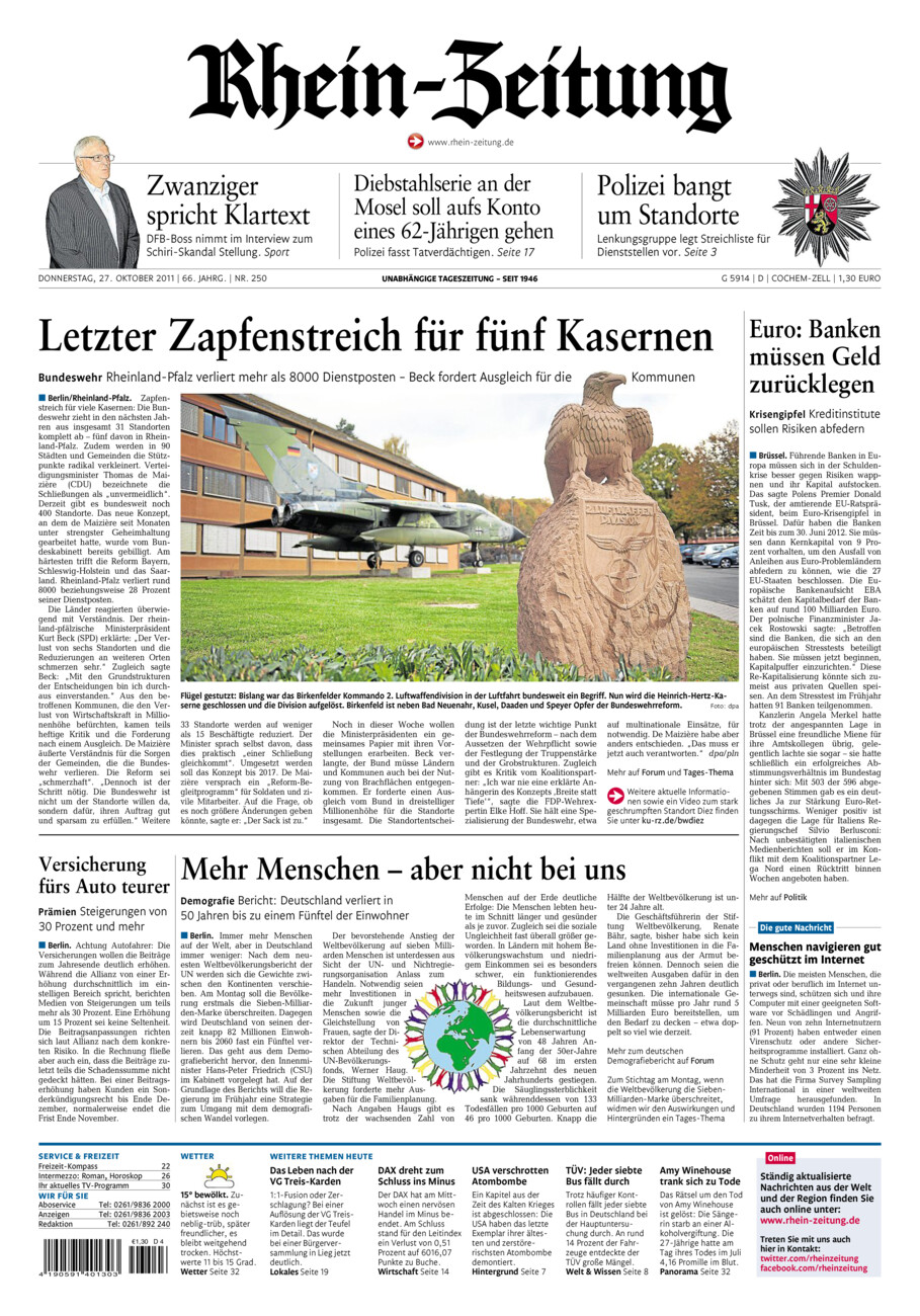 Rhein-Zeitung Kreis Cochem-Zell vom Donnerstag, 27.10.2011