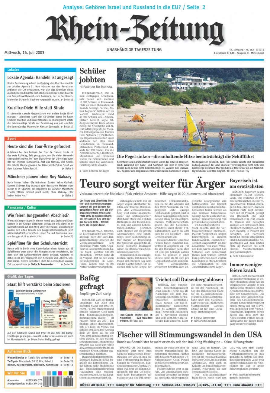 Rhein-Zeitung Kreis Cochem-Zell vom Mittwoch, 16.07.2003
