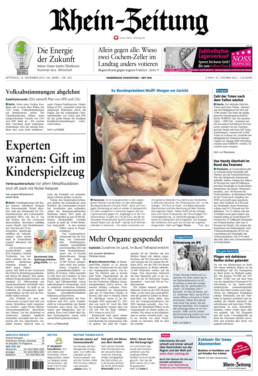 Rhein-Zeitung Kreis Cochem-Zell vom Mittwoch, 13.11.2013