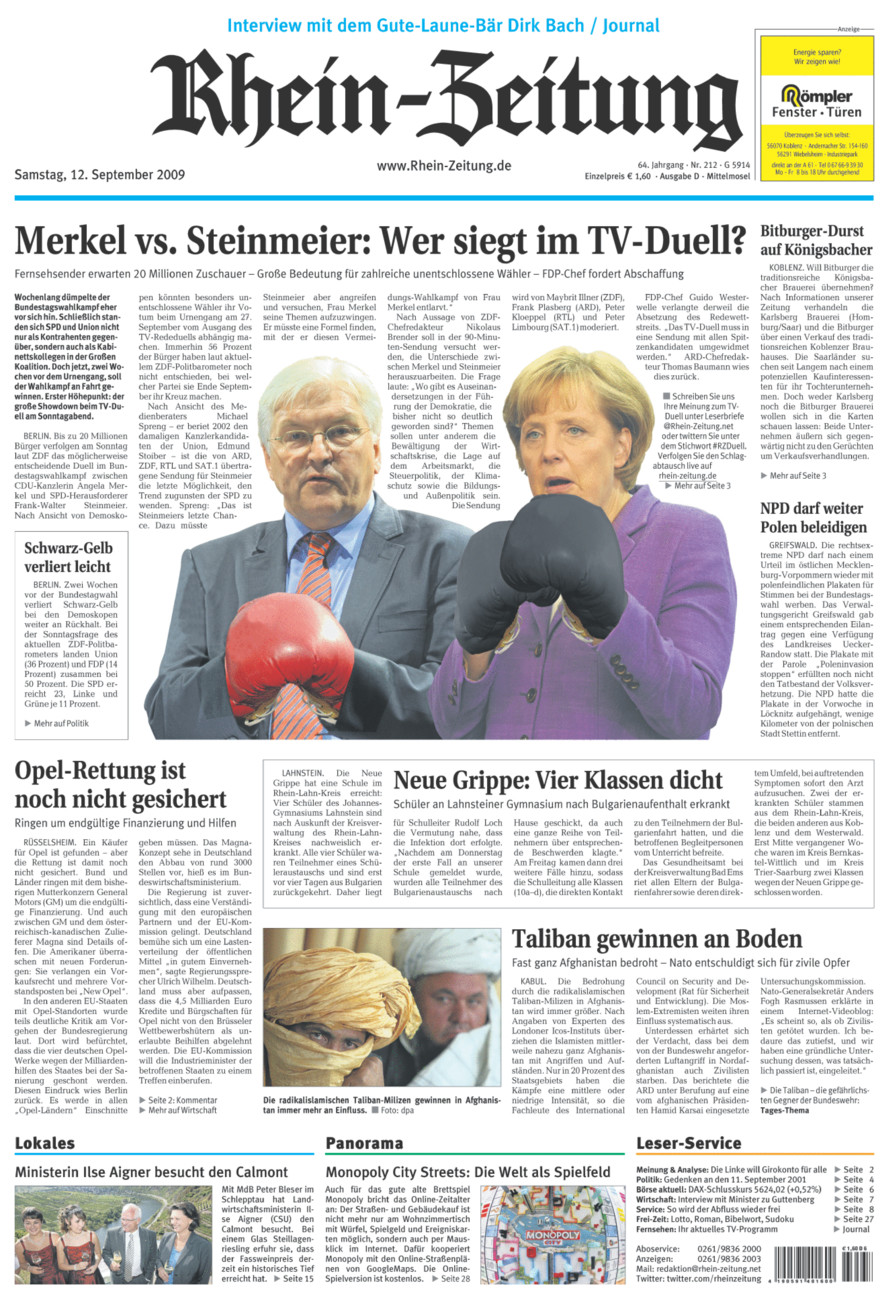Rhein-Zeitung Kreis Cochem-Zell vom Samstag, 12.09.2009
