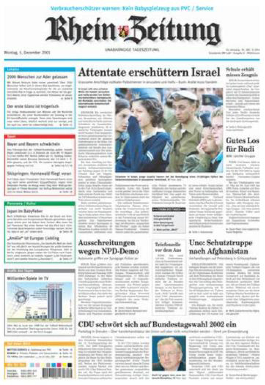 Rhein-Zeitung Kreis Cochem-Zell vom Montag, 03.12.2001