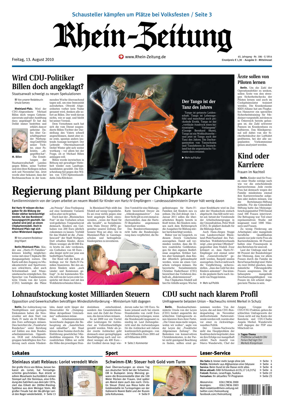 Rhein-Zeitung Kreis Cochem-Zell vom Freitag, 13.08.2010