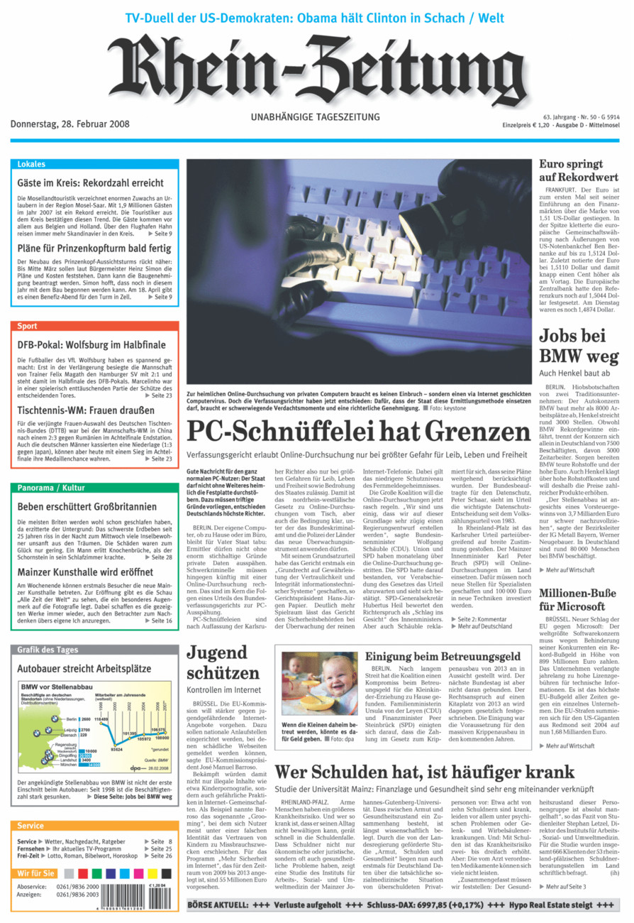 Rhein-Zeitung Kreis Cochem-Zell vom Donnerstag, 28.02.2008