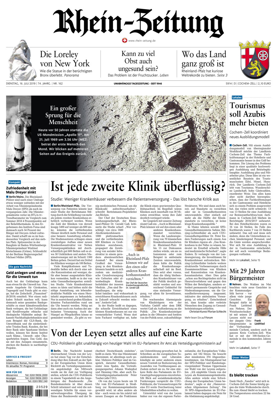 Rhein-Zeitung Kreis Cochem-Zell vom Dienstag, 16.07.2019