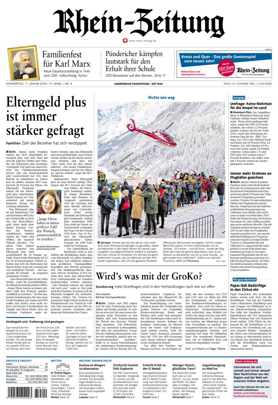 Rhein-Zeitung Kreis Cochem-Zell vom Donnerstag, 11.01.2018