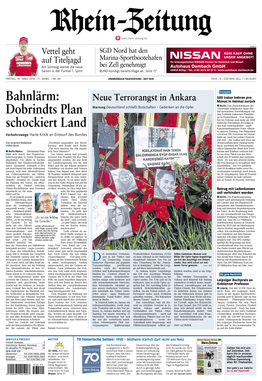 Rhein-Zeitung Kreis Cochem-Zell vom Freitag, 18.03.2016