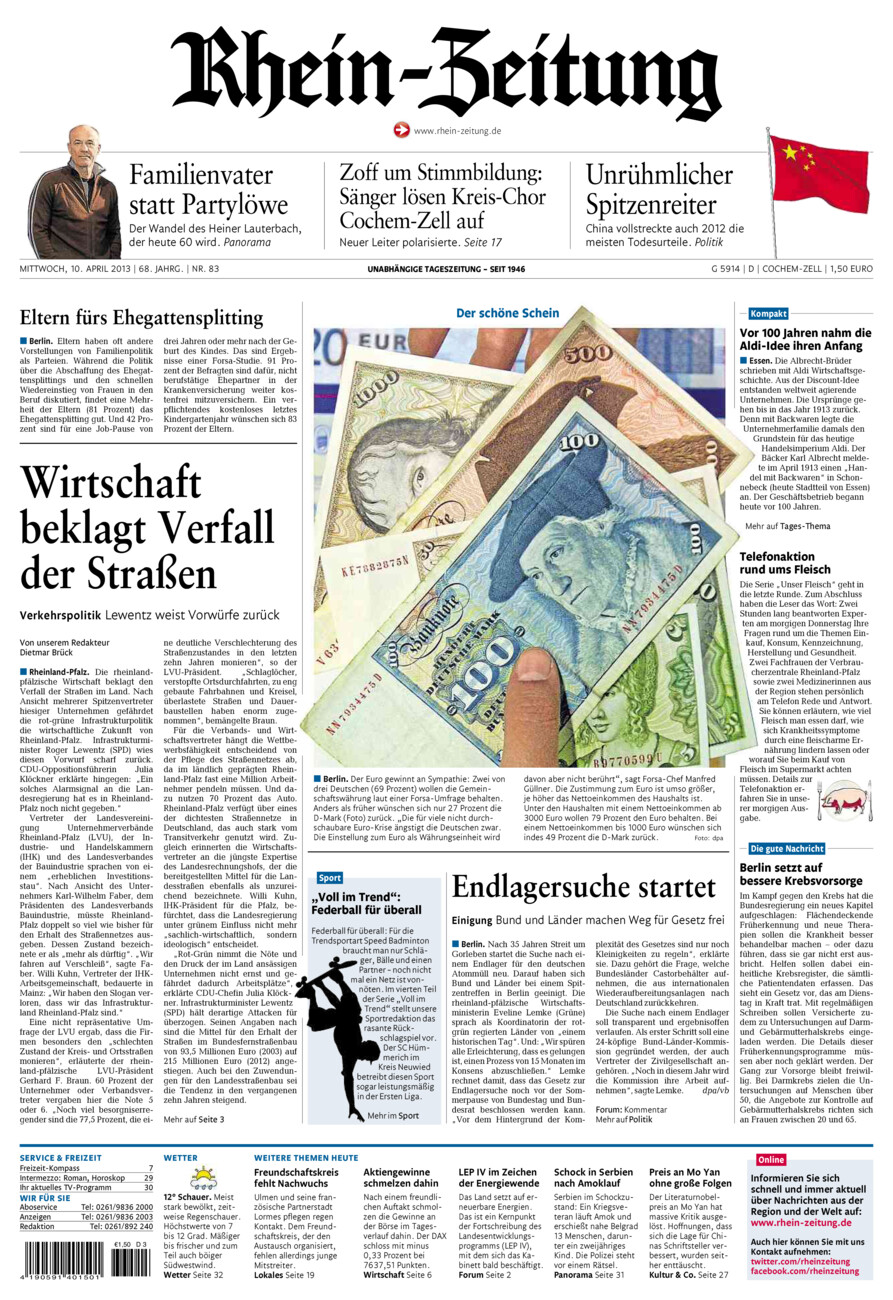 Rhein-Zeitung Kreis Cochem-Zell vom Mittwoch, 10.04.2013