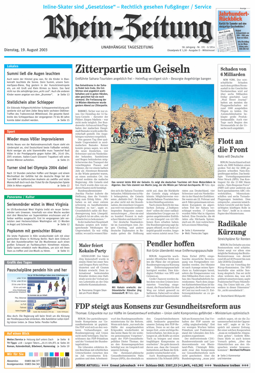 Rhein-Zeitung Kreis Cochem-Zell vom Dienstag, 19.08.2003