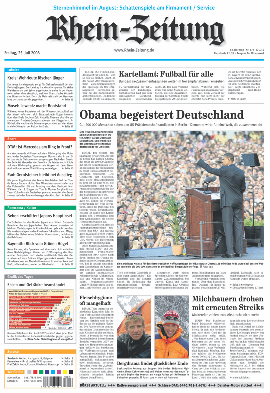 Rhein-Zeitung Kreis Cochem-Zell vom Freitag, 25.07.2008