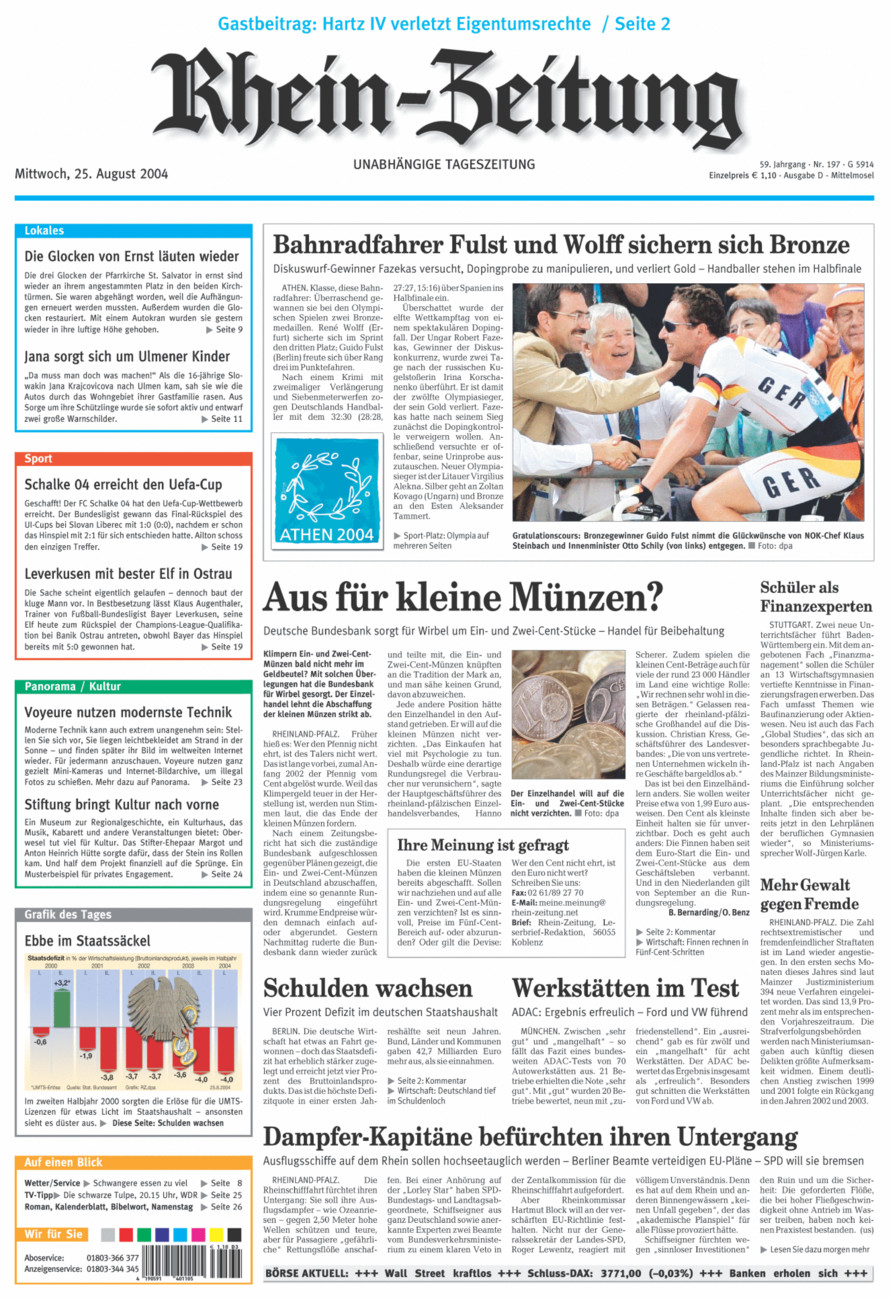 Rhein-Zeitung Kreis Cochem-Zell vom Mittwoch, 25.08.2004