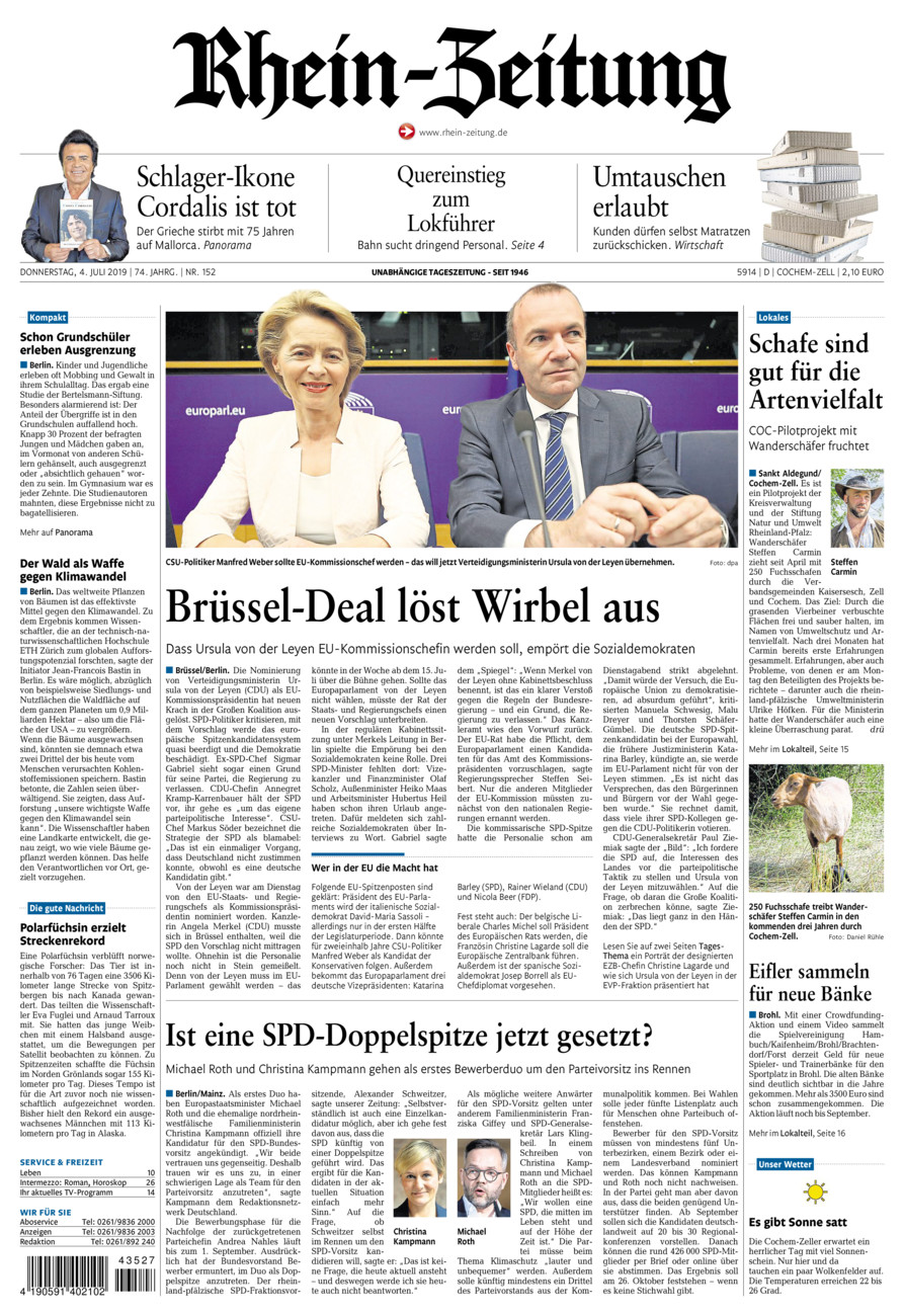 Rhein-Zeitung Kreis Cochem-Zell vom Donnerstag, 04.07.2019